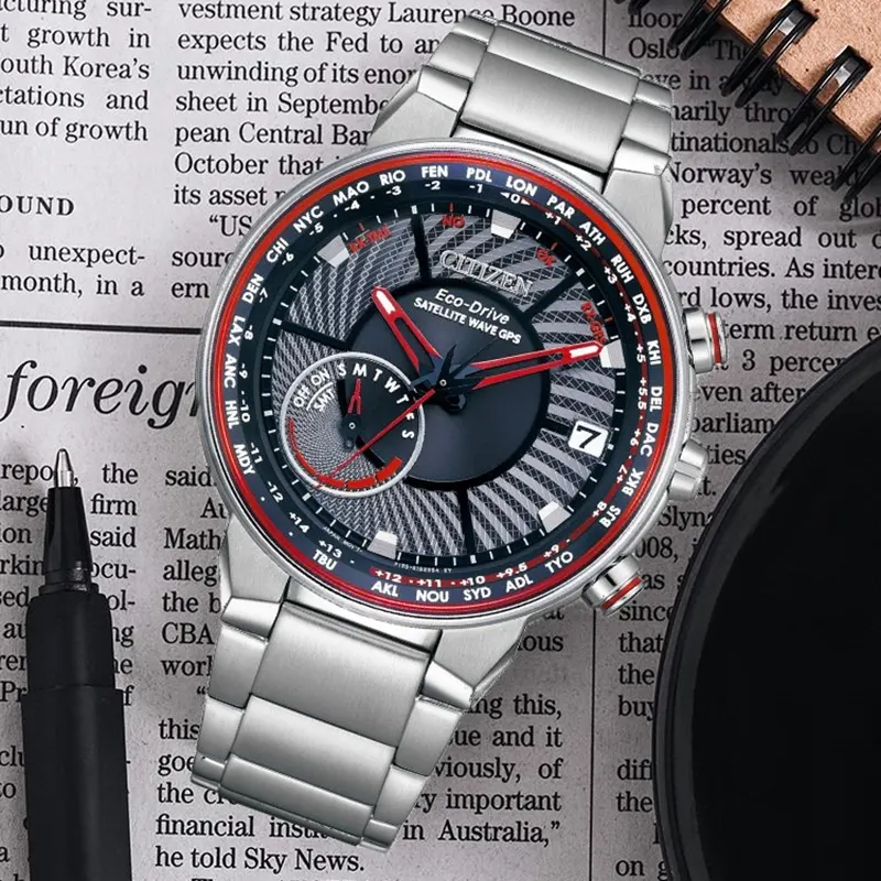 Citizen Perpetual World Time Satellite Wave Eco-Drive Men's Watch- CC3031-51E